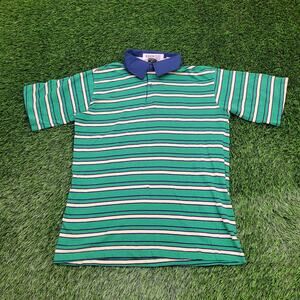 Vintage 80s Woolrich Stripes Polo Shirt S/M 20x27 Green White